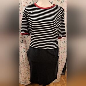 Vintage Mark Fore & Strike Black & White Cotton Golf Casual Midi Dress SZ LP